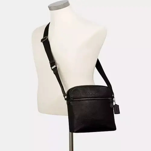 NWT Coach 4010 Men's Houston Flight Bag In Refined Pebble Leather-Black color