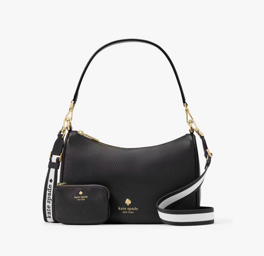 NWT Kate Spade Emma Leather Medium Shoulder Bag KK068 In Black