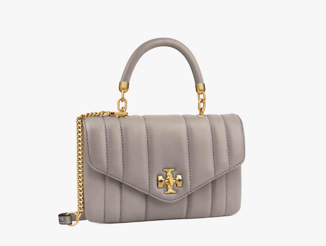 Tory Burch Mini Kira Top Handle Satchel Bag in Leather With Dust Bag With Original Dust Bag Purple