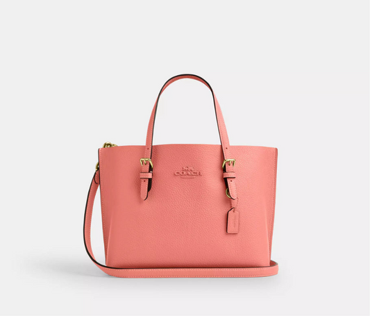 NWT Coach Leather Mollie Tote Bag 25 In Gold/ Coral