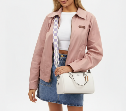 NWT Coach Leather Medium Rowan Satchel/Crossbody Bag In Chalk/Multi