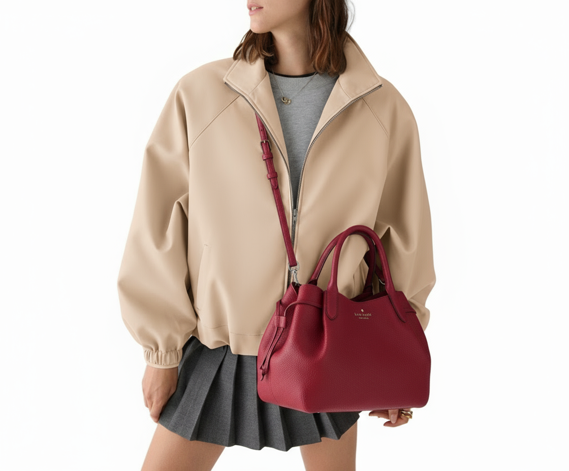 NWT Kate Spade Large Leather Dumpling Satchel In Red