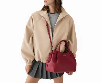 NWT Kate Spade Large Leather Dumpling Satchel In Red