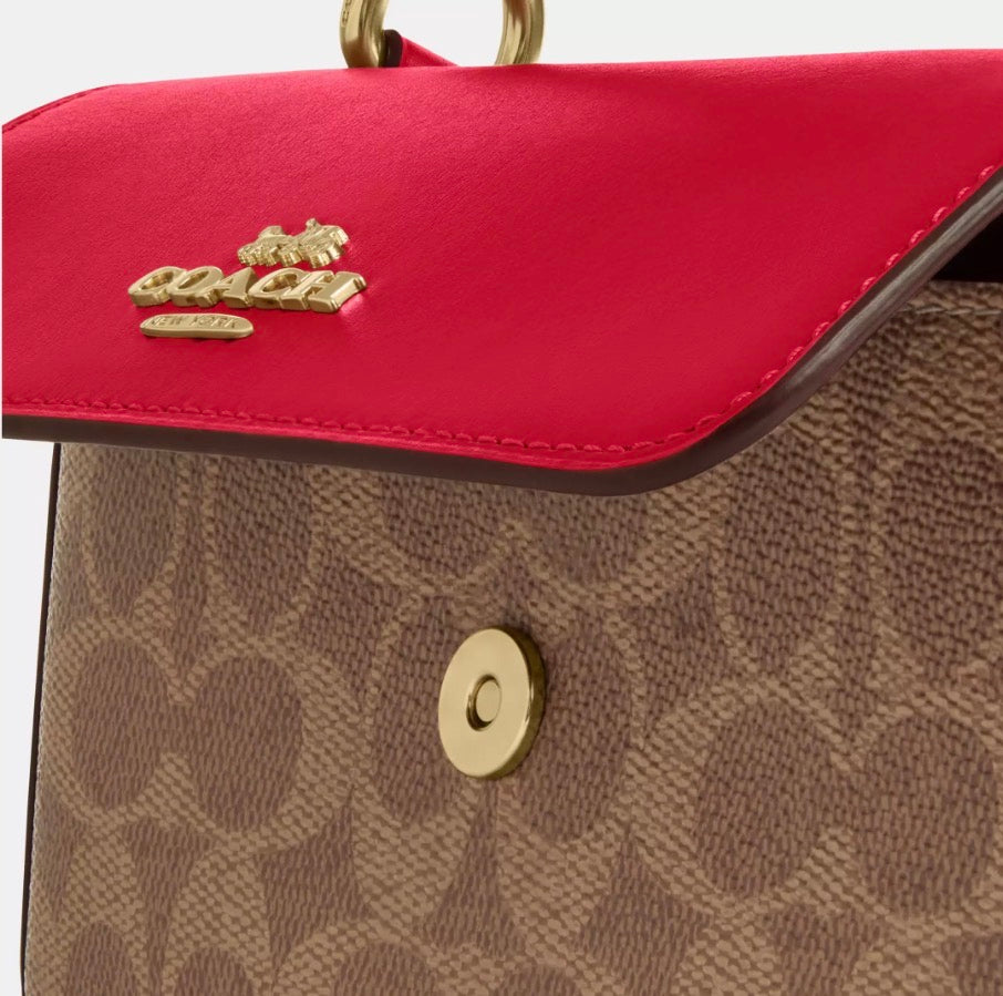 NWT Coach Mini Josie Top Handle Bag In Signature Canvas