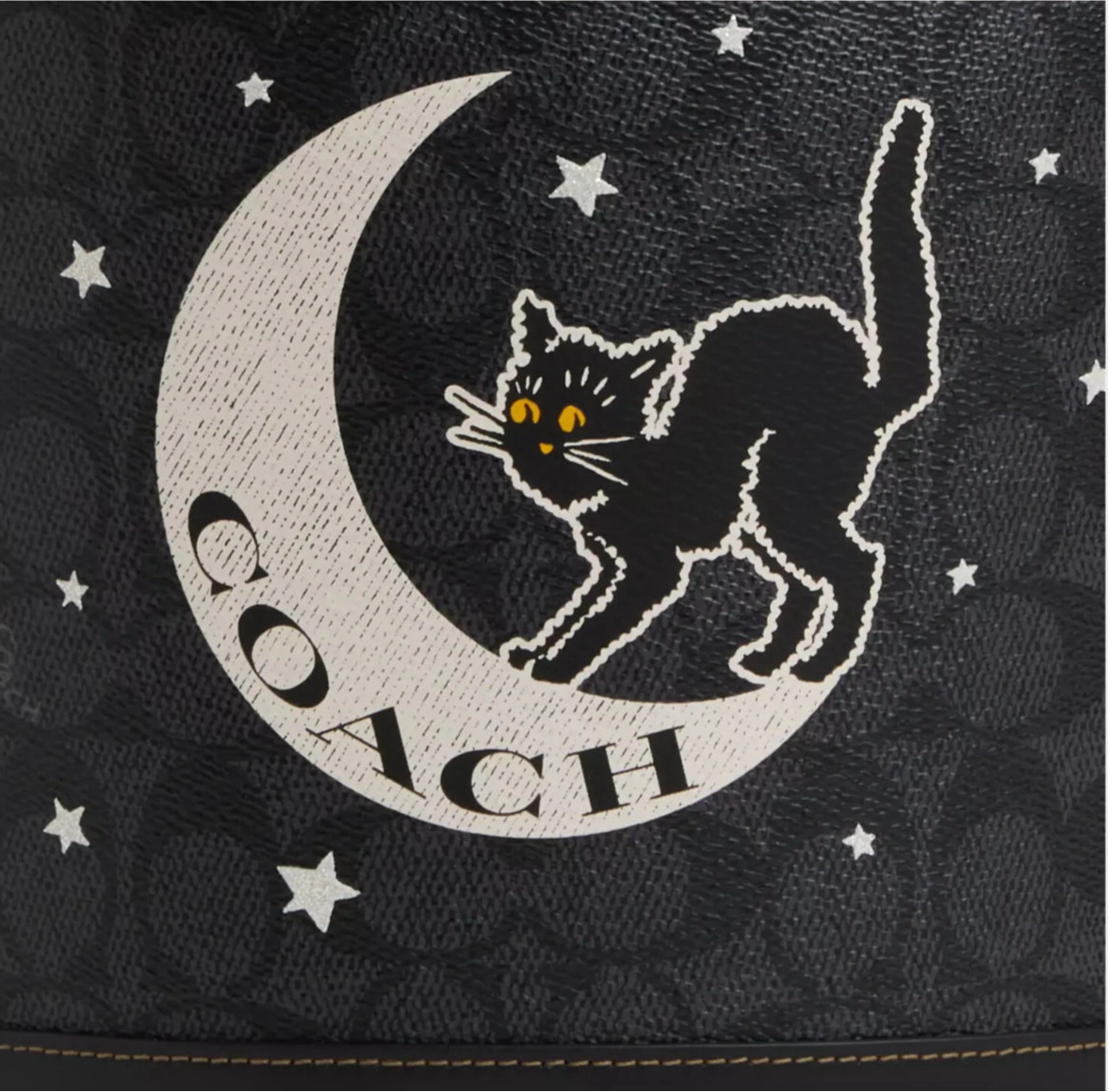 NWT Coach Trick Or Treat Bucket With Halloween Black Cat Moon & Stars