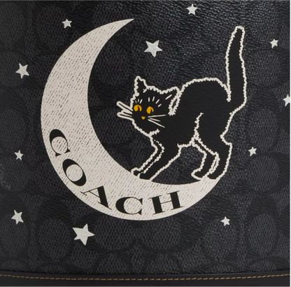 NWT Coach Trick Or Treat Bucket With Halloween Black Cat Moon & Stars