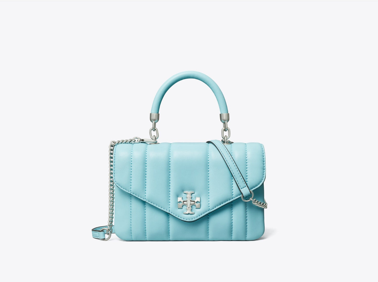 Tory Burch Mini Kira Top Handle Satchel Bag in Leather With Dust Bag Original Dust Bag blue