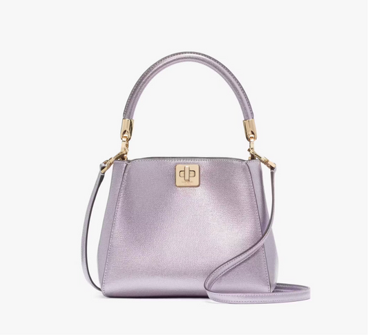 NWT Kate Spade Phoebe Small Top Handle Leather Bag In Metallic Lavender
