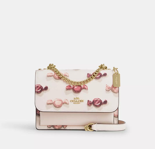 NWT Coach Leather Mini Klare Crossbody Bag With Candy Print