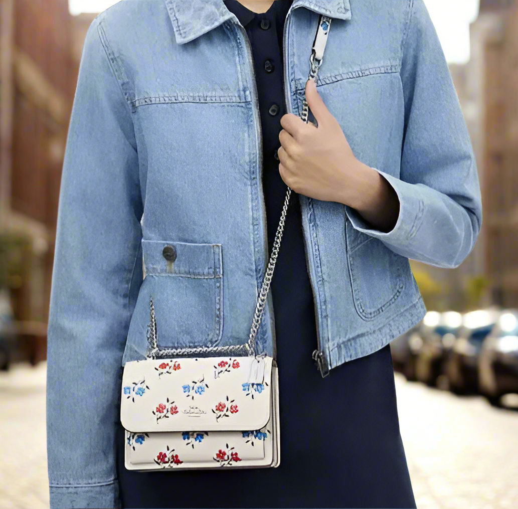 NWT Coach Leather Mini Klare Crossbody Bag With Floral Print