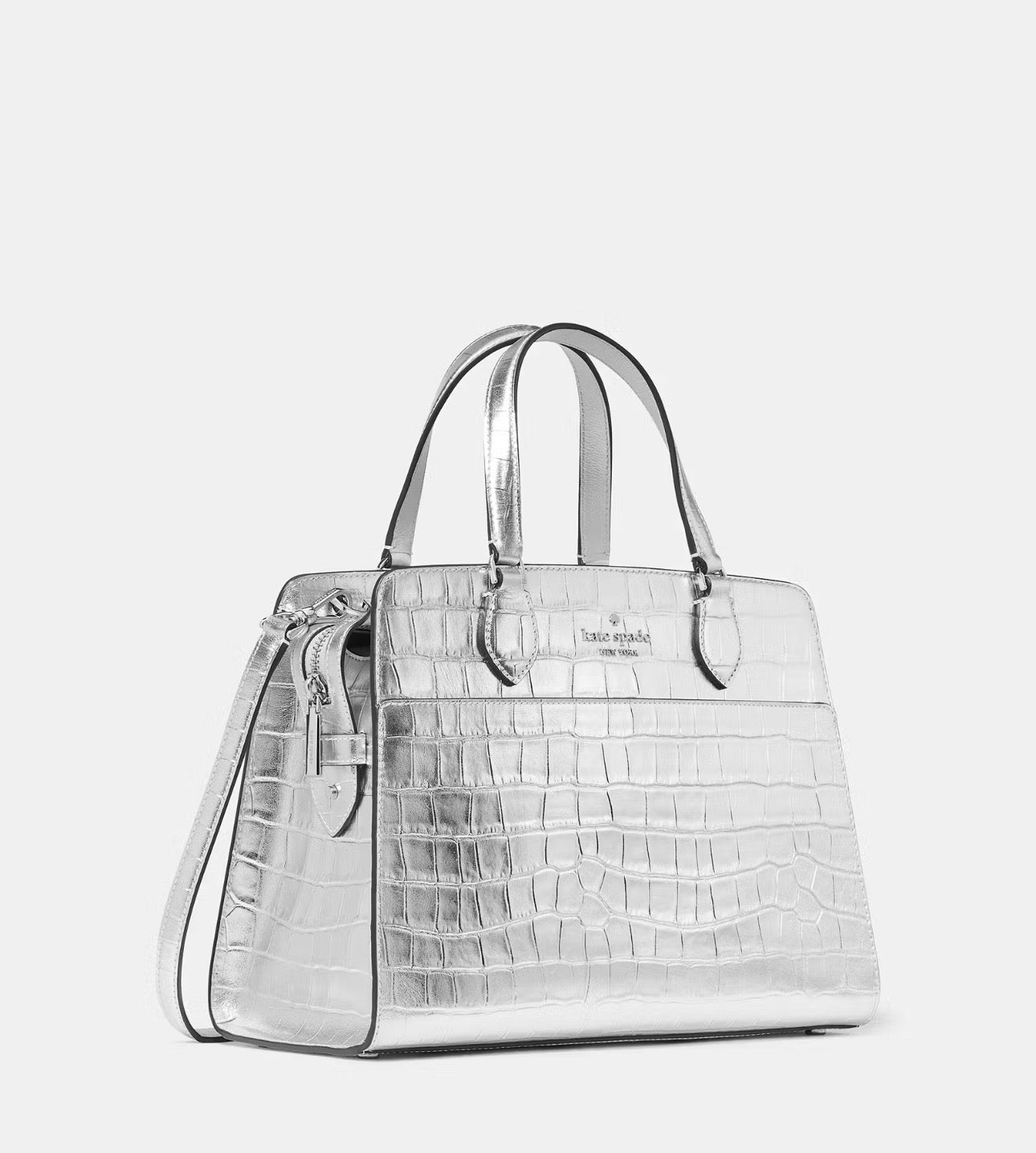 NWT Kate Spade Madison Metallic Croc Embossed Leather Medium Satchel