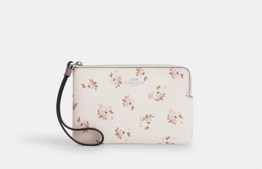 NWT Coach Corner Zip Wristlet With Floral Print