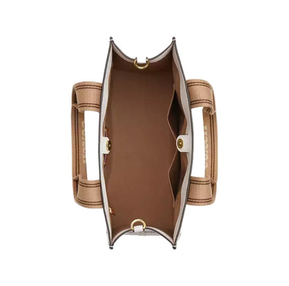 NWT Coach Smith Tote Leather Bag In Gold/Chalk