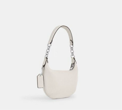 Coach Leather Mini Payton Hobo Silver / Chalk bag