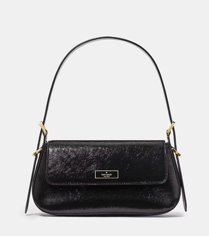 NWT Kate Spade Bridget Crinkle Patent Small Flap Shoulder Bag Black