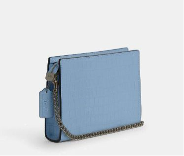 Coach Croc-Embossed Leather Slim Crossbody In Light Blue