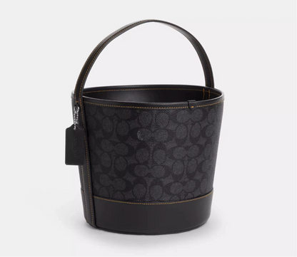 NWT Coach Trick Or Treat Bucket With Halloween Black Cat Moon & Stars