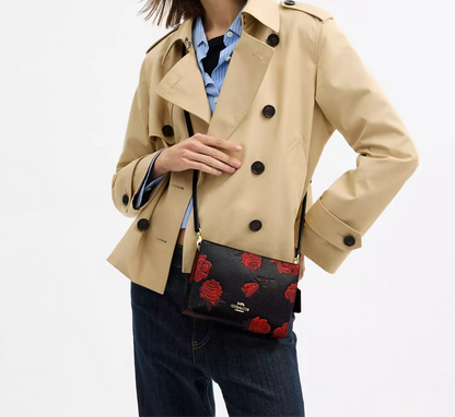 NWT Coach Slim Crossbody Leather Bag With Floral Print