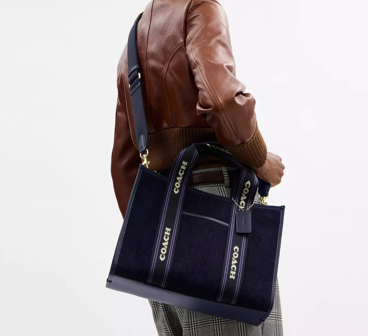 NWT Coach Smith Tote Bag In Gold/Dark Denim Gold Multi