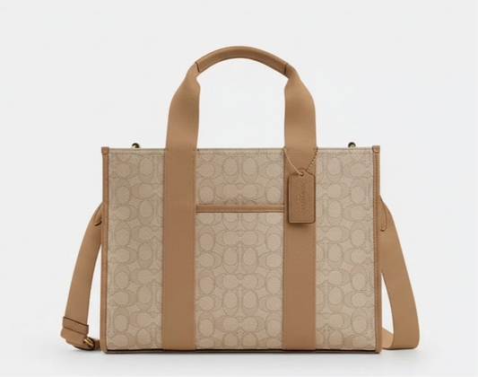 NWT Coach Smith Tote In Signature Jacquard & Leather