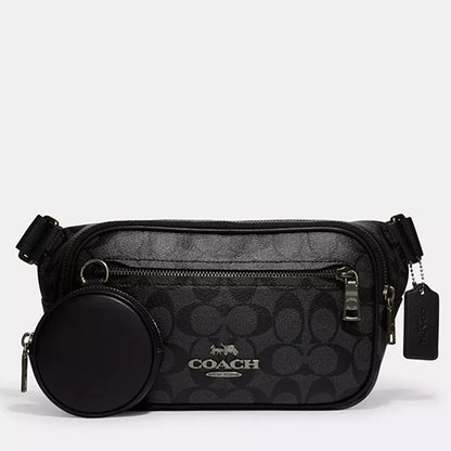 Coach CJ506 Unisex Elias Belt Bag In Signature Canvas & Leather