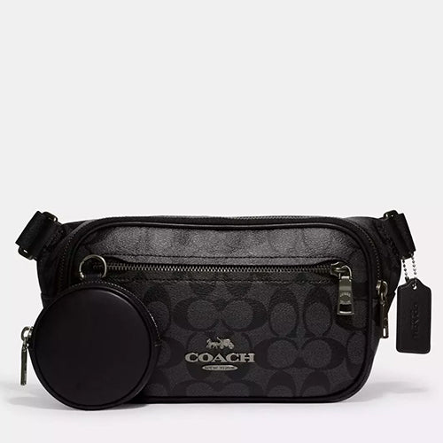 Coach CJ506 Unisex Elias Belt Bag In Signature Canvas & Leather