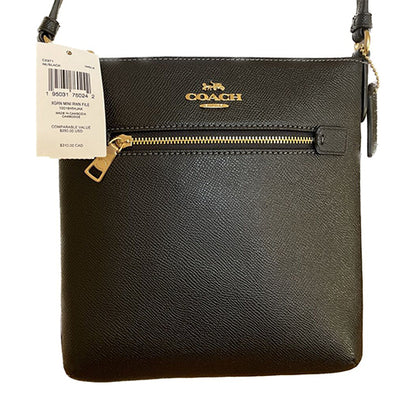 Coach Leather Crossbody File Bag Gold/Black