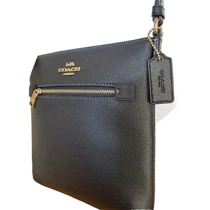 Coach Leather Crossbody File Bag Gold/Black