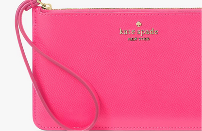 NWT Kate Spade Lucy Wild Pink Leather Medium L-Zip Wristlet KE575 NWT Kate Spade Lucy Wild Pink Leather Medium L-Zip Wristlet KE575