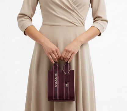 NWT Coach Smith Mini Leather Tote In Dark Wine