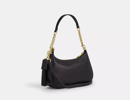 NWT Coach Leather Teri Shoulder Bag With Rivets In Black