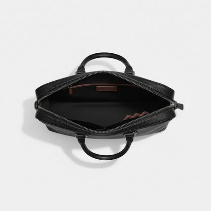 NWT Coach Ethan Slim Brief Laptop Bag In Signature Leather In Black