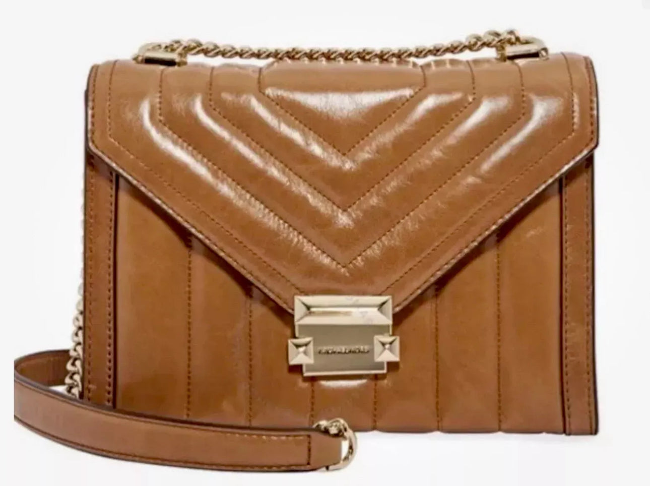 Michael Kors Whitney Medium Flap Chain Shoulder Bag Brown