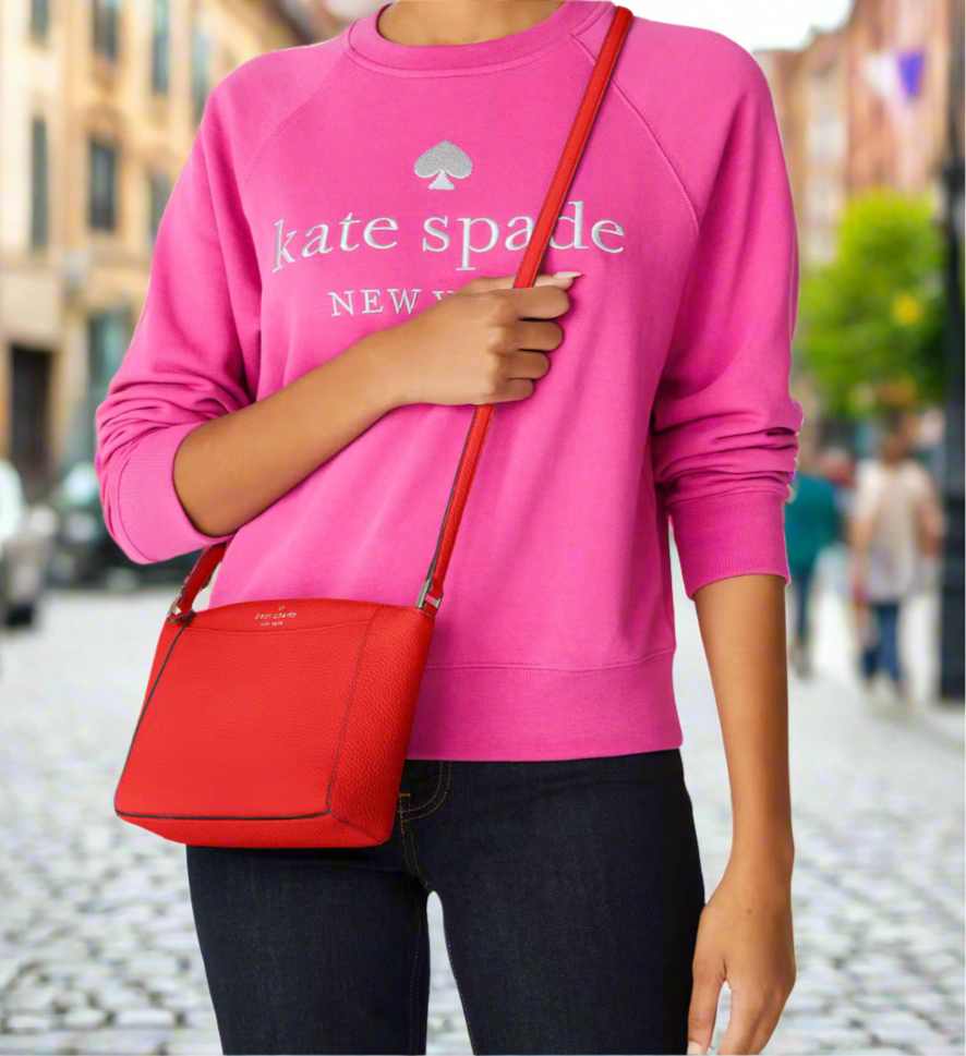 kate spade mini red backpack New Kate Spade Monica Pebbled Leather Crossbody Red Jam