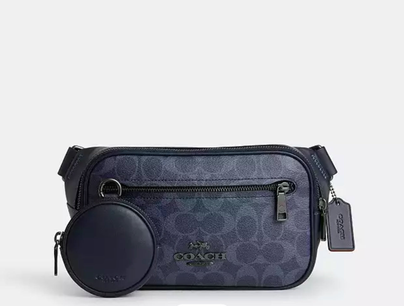 Coach Elias Belt Bag In Signature Denim & Smooth Leather