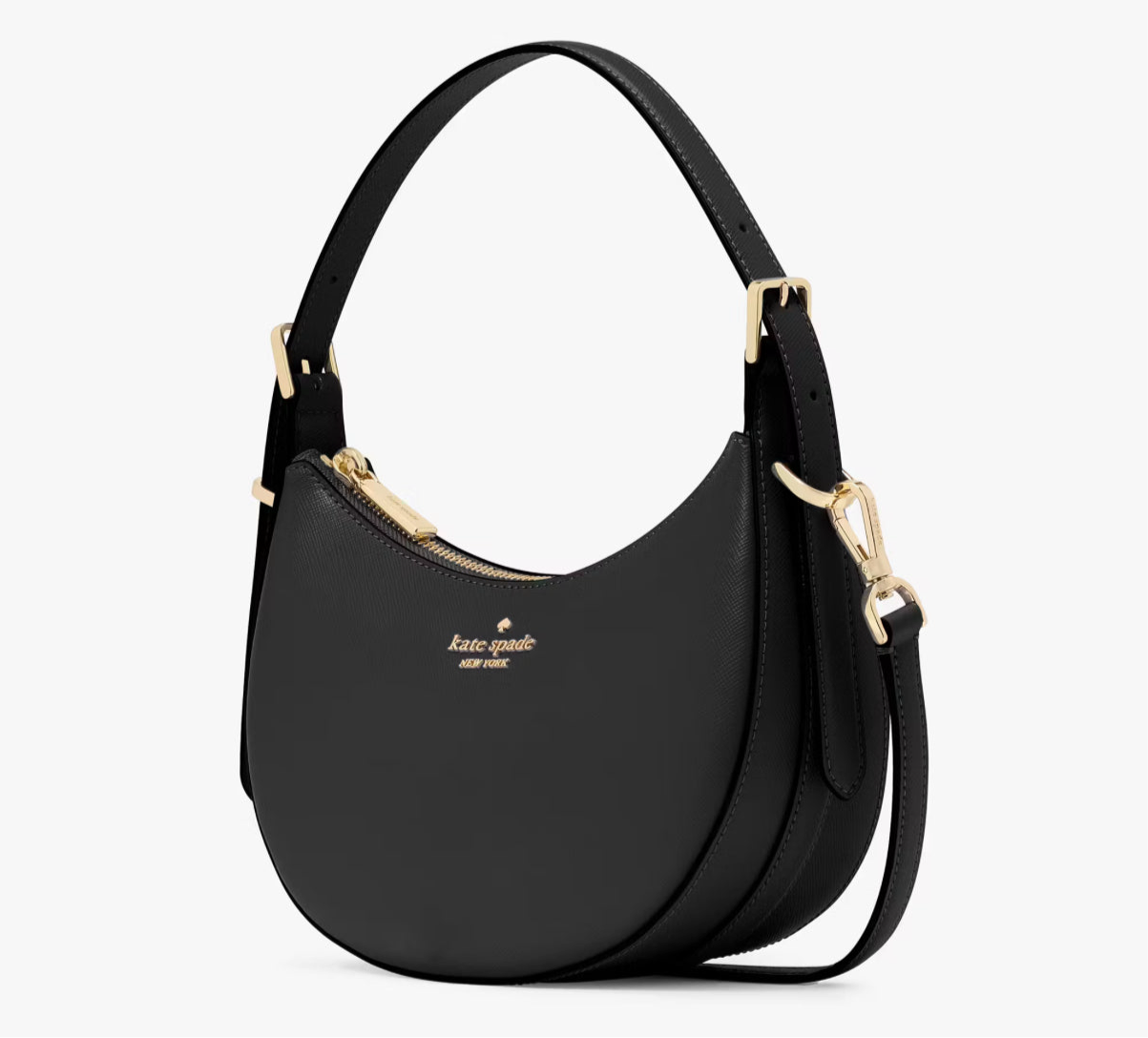 NWT Kate Spade Leather Madison Crescent Shoulder Bag In Black