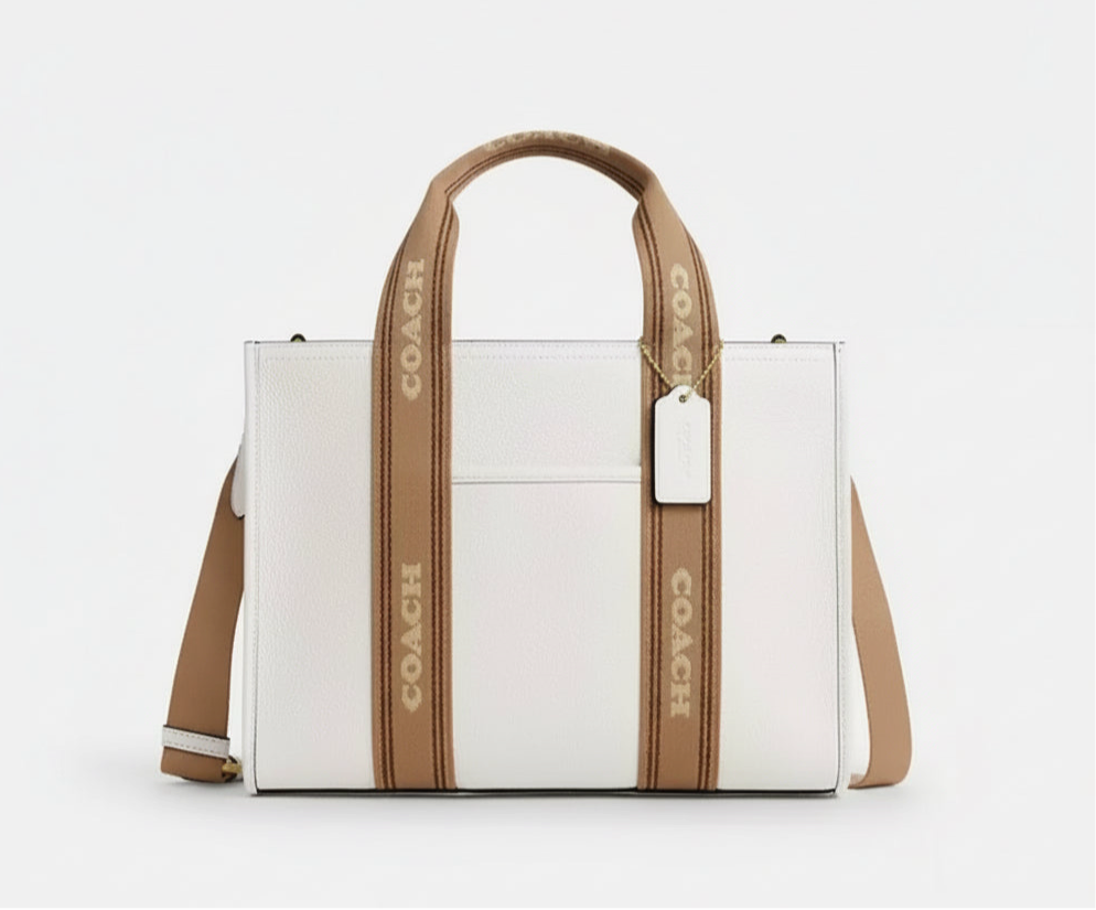 NWT Coach Smith Tote Leather Bag In Gold/Chalk