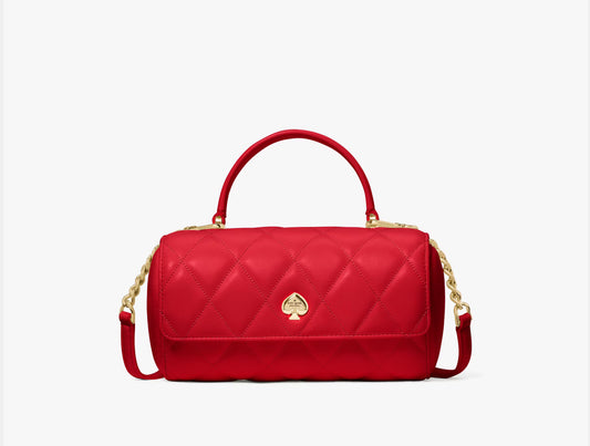 NWT Kate Spade Heart Barrel Quilted Leather Crossbody Bag In Red