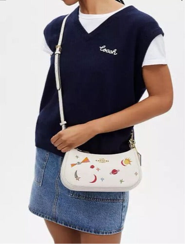 Coach X Observed By Us Teri Shoulder Leather Bag In Chalk/ Multi