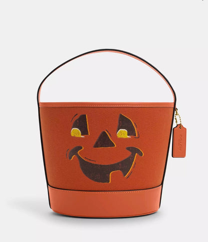 NWT Coach Trick Or Treat Bucket With Halloween Pumpkin