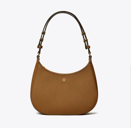 NWT Tory Burch Emerson Saffiano Leather Shoulder Bag in Gold/Moose