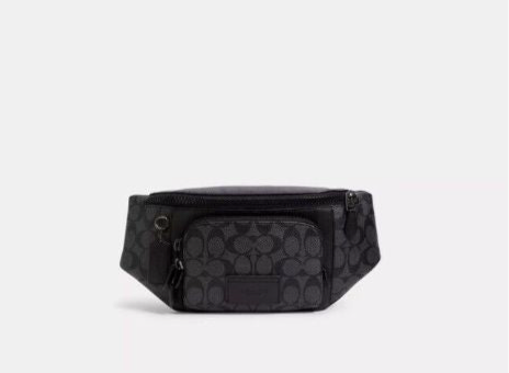 NWT Coach Men's Track Belt Bag In Signature Canvas & Leather