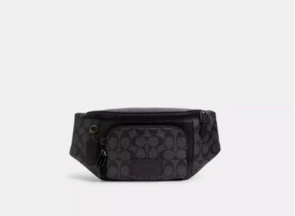 NWT Coach Men's Track Belt Bag In Signature Canvas & Leather