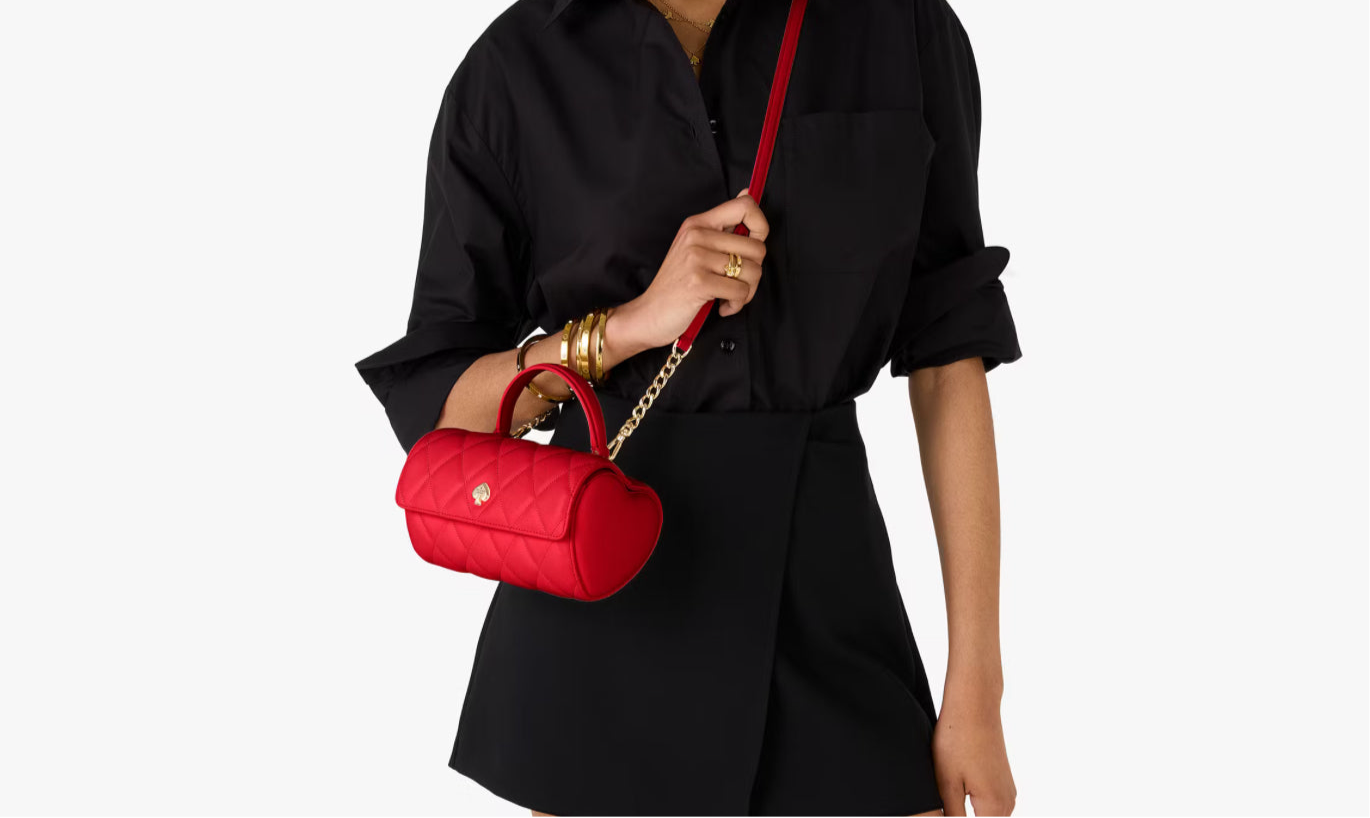 NWT Kate Spade Heart Barrel Quilted Leather Crossbody Bag In Red