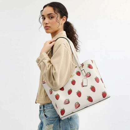 NWT Coach Large Mollie Tote Bag With Strawberry Print