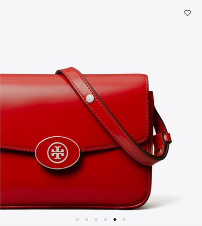 NWT Tory Burch Robinson Spazzolato Convertible Leather Shoulder Bag In Red With Dust Bag