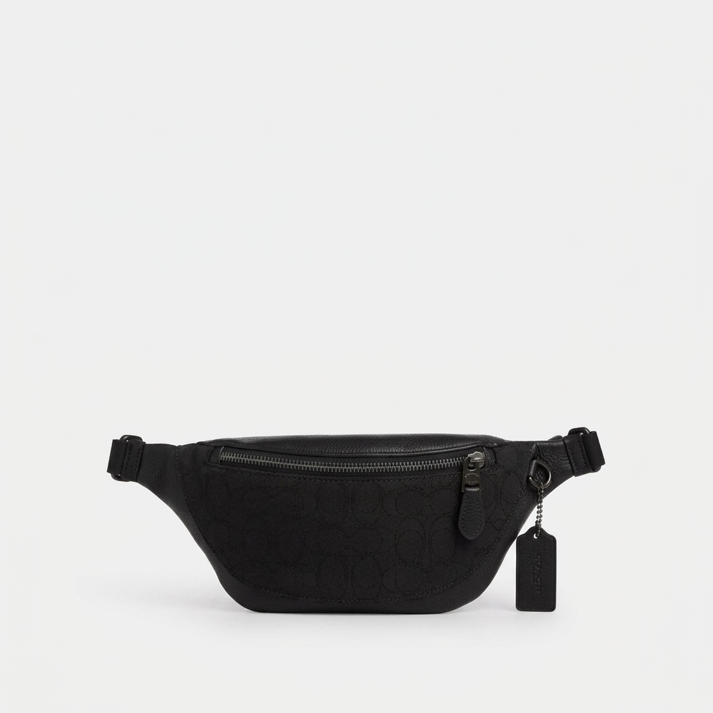 NWT Coach Warren Mini Belt Bag Fanny Pack In Signature Jacquard & Smooth Leather
