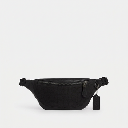 NWT Coach Warren Mini Belt Bag Fanny Pack In Signature Jacquard & Smooth Leather