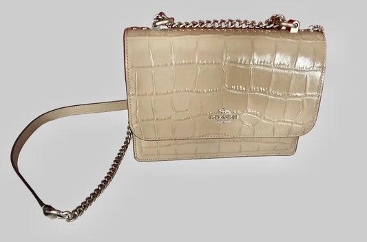 NWT Coach Slim Crossbody In Ivory Croc-embossed & Smooth Leather