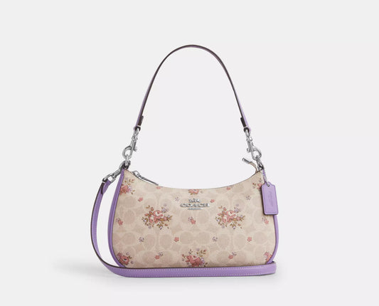 NWT Coach Teri Shoulder Bag In Signature Canvas with Floral Print